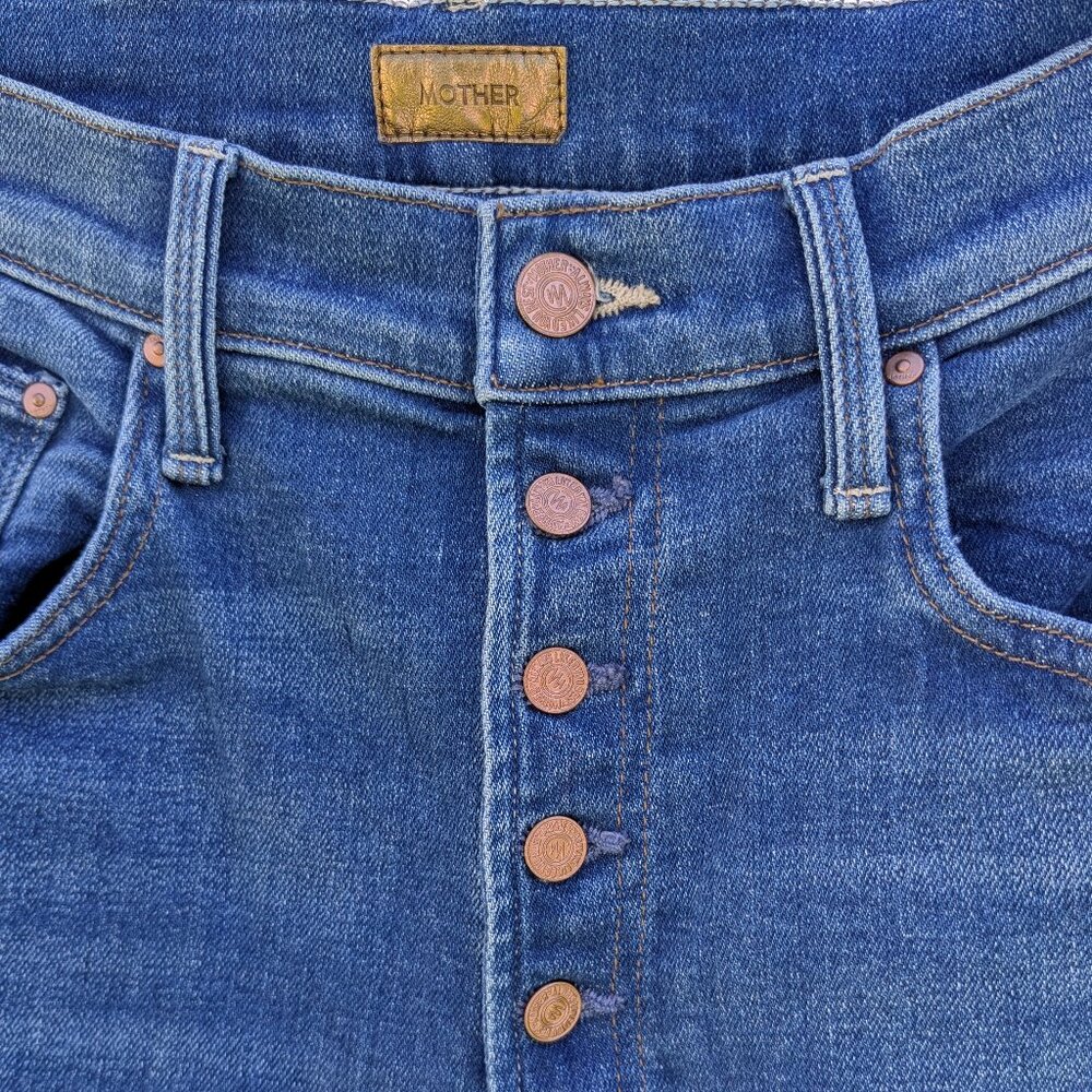 MOTHER Blue Button-Fly Jeans